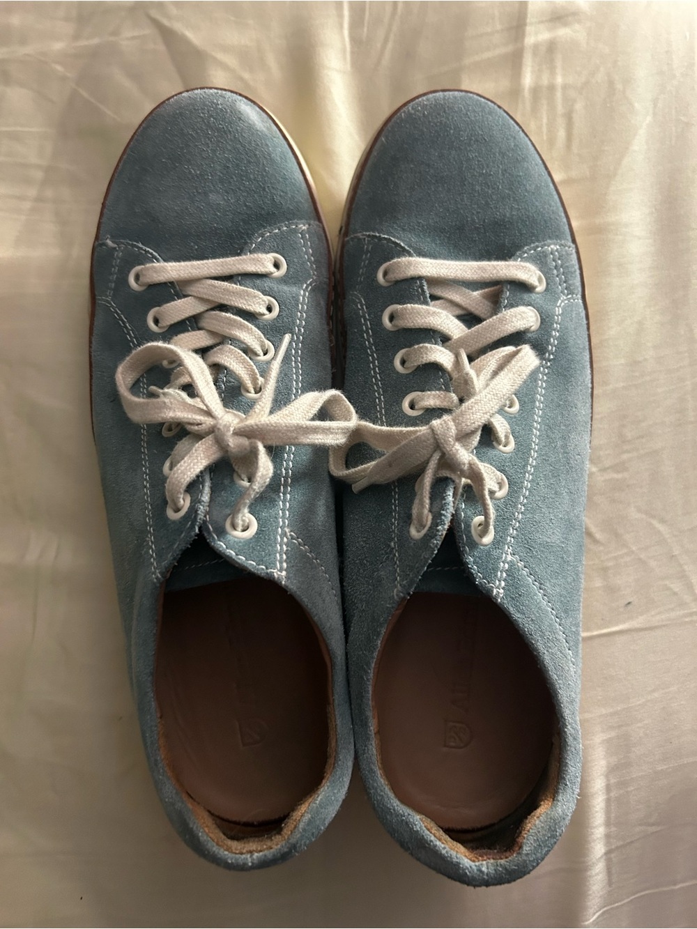 Allen Edmonds Men’s  Suede Lace-Up Sneakers in Dusty Blue with White Laces